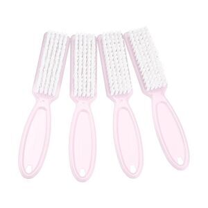 4 Pcs Fingernail Cleaner Nail Brush with Plastic Handle Light Pink